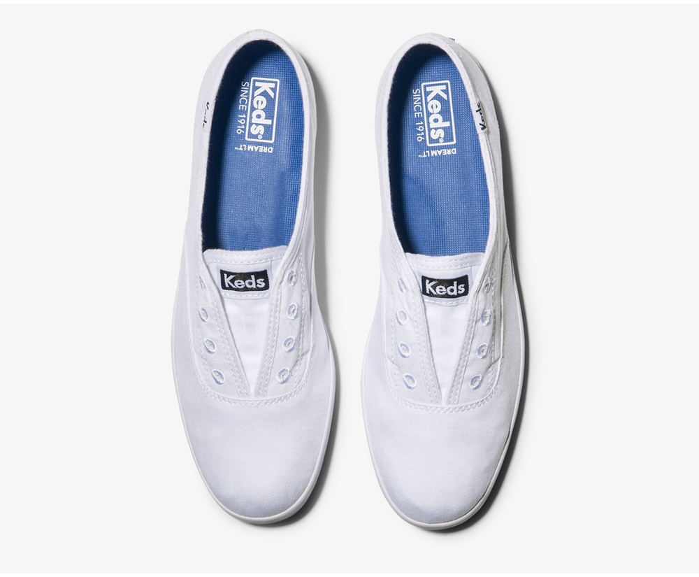 Slip Ons Keds Mujer Blancos - Chillax Basics - 8326-ZXUGS